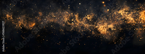 Stunning golden galaxy background with stars and cosmic dust in deep space