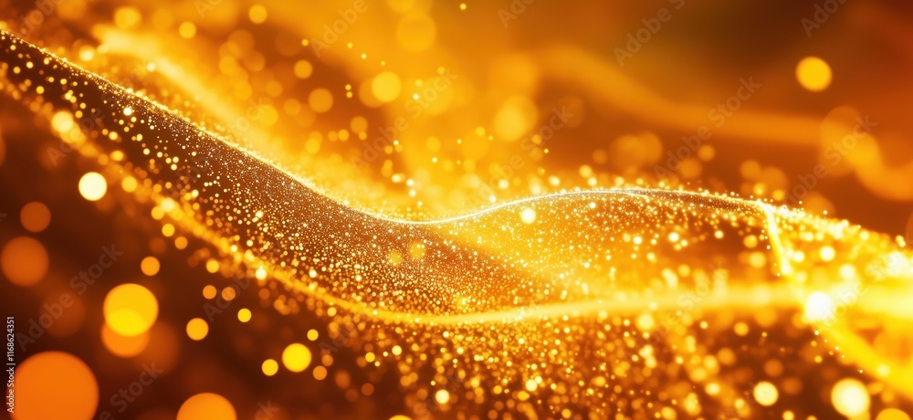 Golden shimmering waves of light and particles creating a mesmerizing abstract background with a warm glow, copy space for text Golden shimmering waves of light and particles creating a mesmerizing abstract background with a warm glow, copy space for text