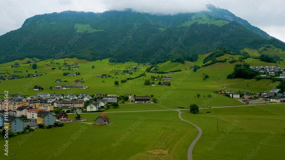 4K Drone Video of Farmland at the base of Stanserhorn Mountain in Stans, Switzerland 4K Drone Video of Farmland at the base of Stanserhorn Mountain in Stans, Switzerland