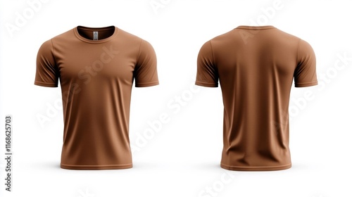 Chocolate Brown T-Shirt Mockup Isolated on White Background. Generative AI