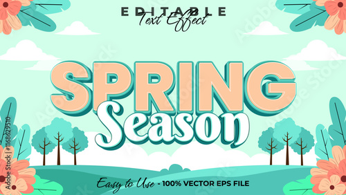 spring season  editable text style effect, floral 3D text style theme.