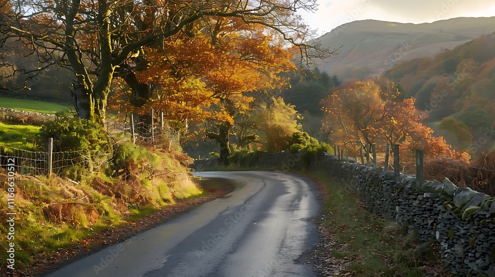Obraz premium country road with autumn trees