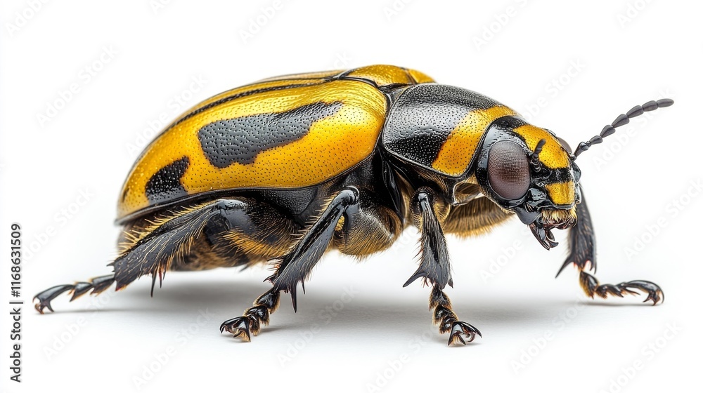 Naklejka premium Close-Up of a Colorful Click Beetle on White Background. Generative AI
