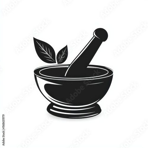 Design of mortar and pestle icon logo illustration isolated on white background