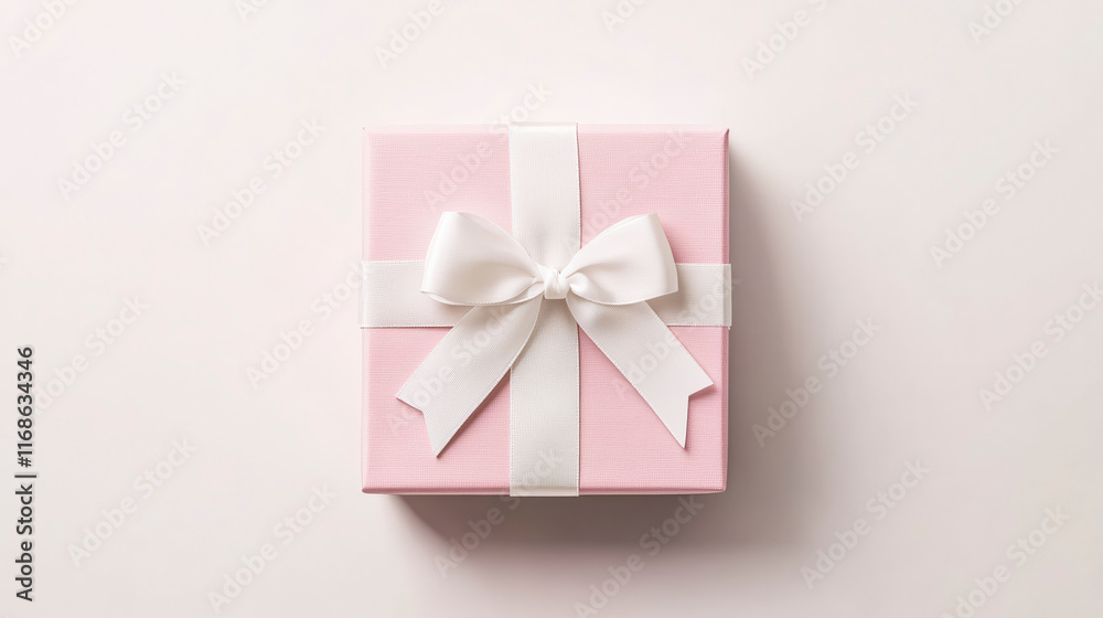 Pastel Pink Gift Box with Matte White Ribbon for Valentine's Day Pastel Pink Gift Box with Matte White Ribbon for Valentine's Day