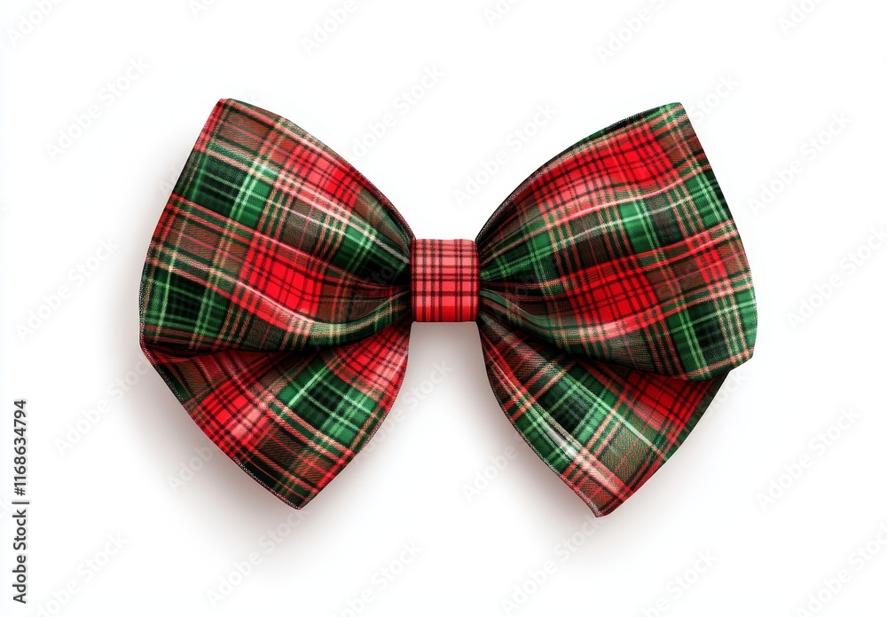 Red and green plaid bow tie isolated on white. Red and green plaid bow tie isolated on white.