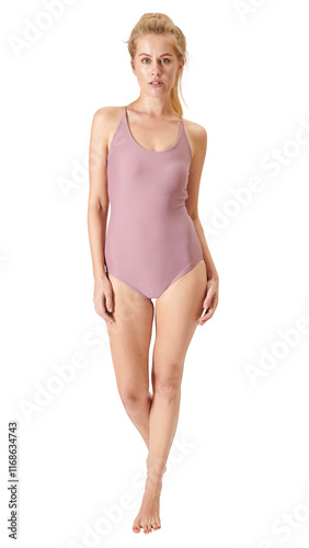 Women's pink bodysuit png full body mockup