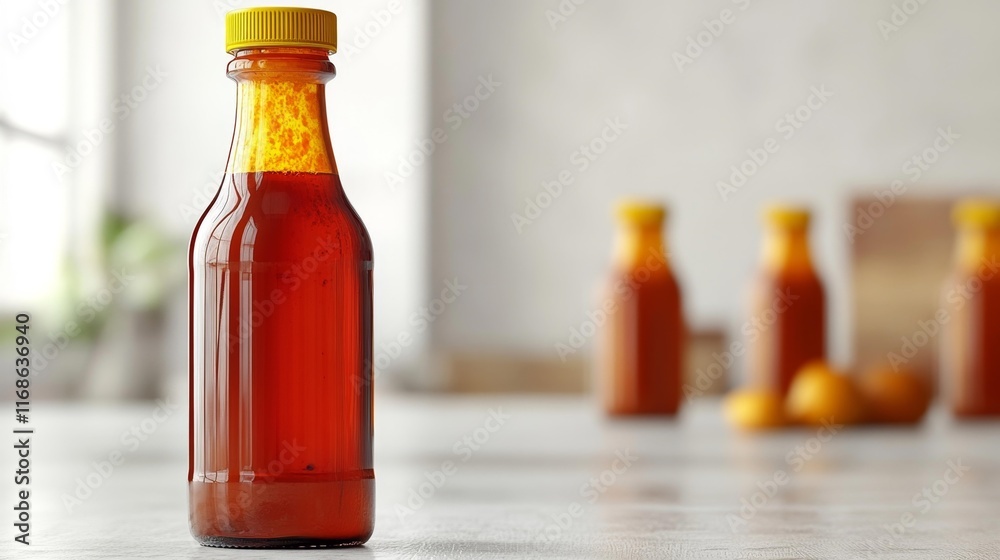 Condiment Bottle Mockup with White Background. Generative AI Condiment Bottle Mockup with White Background. Generative AI