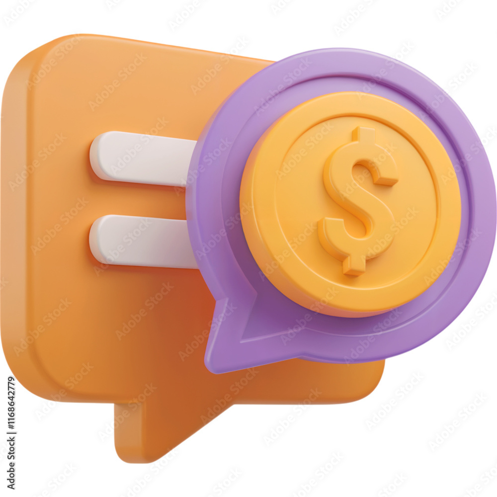 Fototapeta premium Double Chat Bubble Icon Coin Payment Symbol