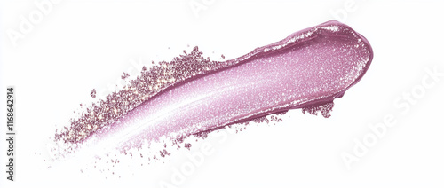 Pink shimmer eyeshadow swatch on white background.
