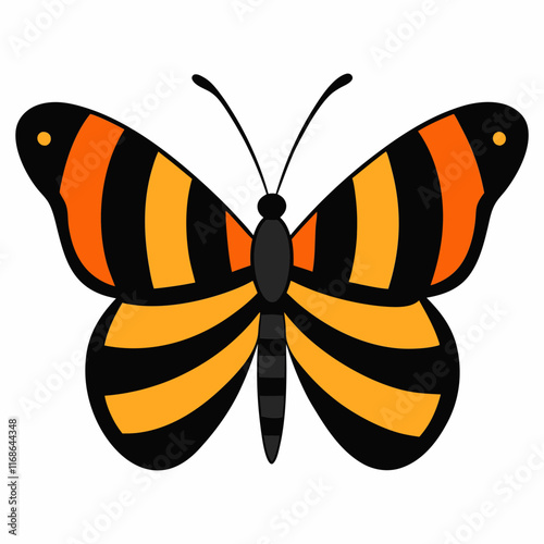 Butterfly with orange and black stripes