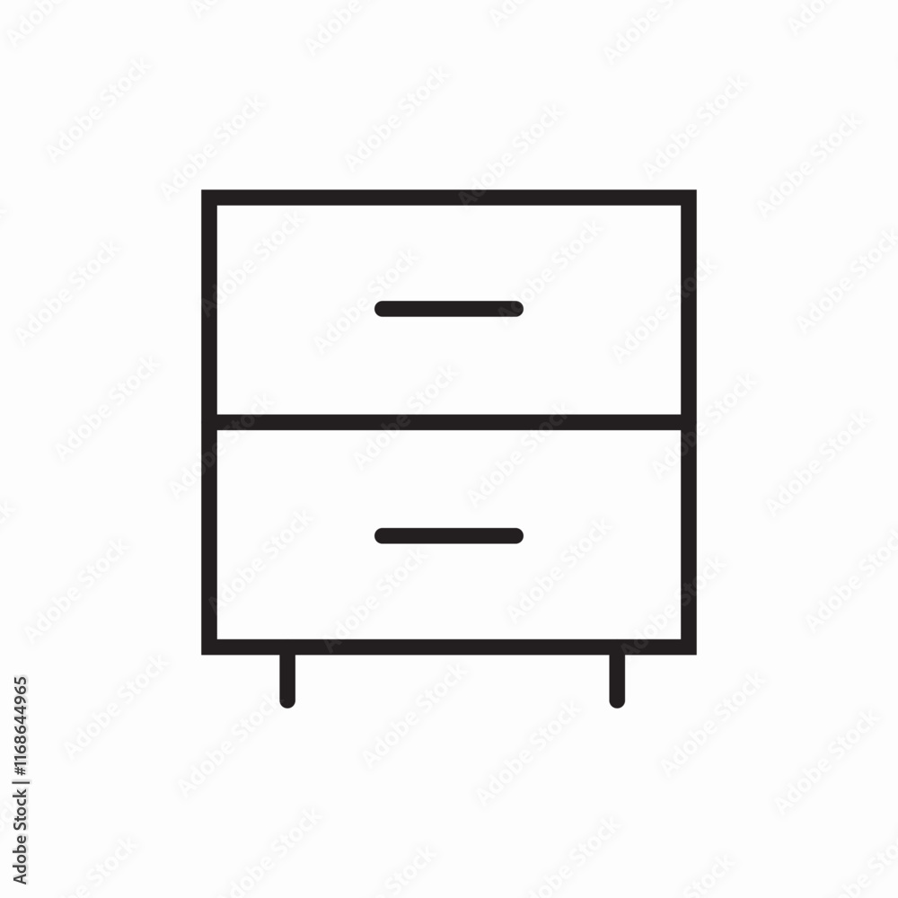 Drawer cabinet storage furniture bedroom icon vector sign Drawer cabinet storage furniture bedroom icon vector sign