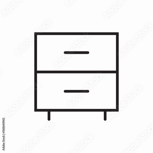 Drawer cabinet storage furniture bedroom icon vector sign