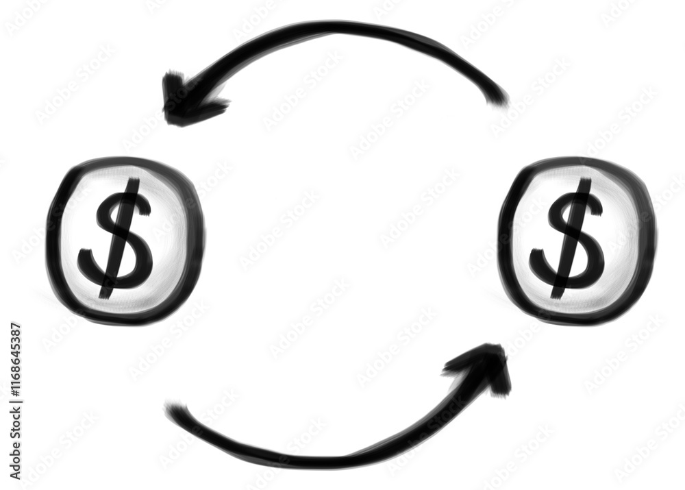 Money circulation png sticker, banking and finance doodle, transparent background Money circulation png sticker, banking and finance doodle, transparent background
