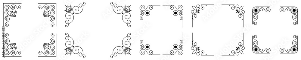 Vintage Corners. Decorative frames and borders, elegant vector set.