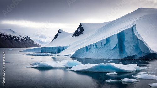 Stunning Views of Austfonna Ice Cap Located on Nordaustlandet, Svalbard with Majestic Glacial Landscape