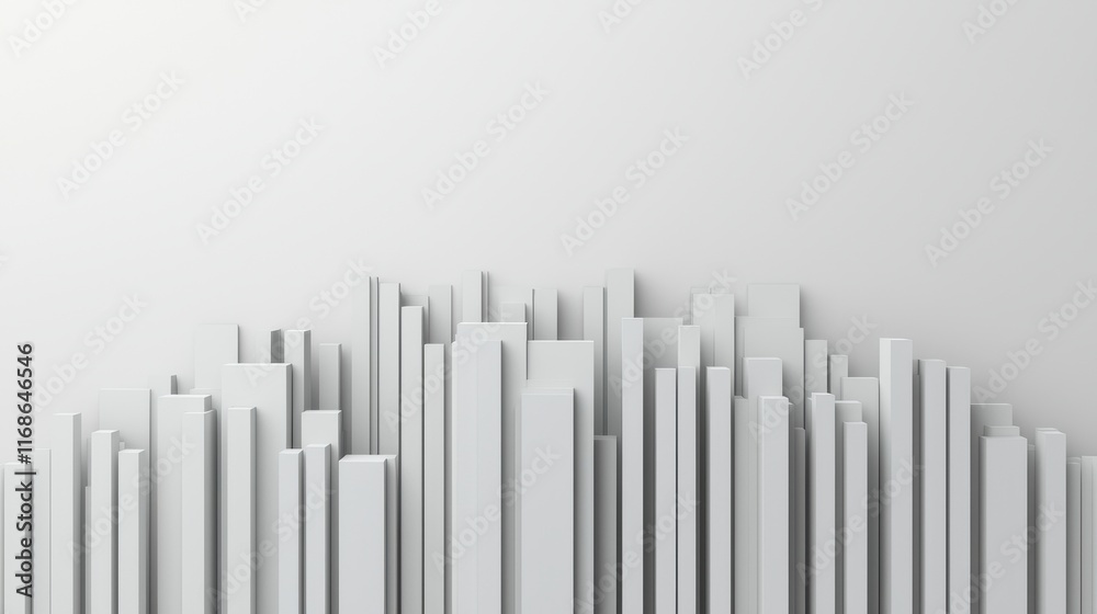 Abstract Minimalist Landscape with Vertical Grey Shapes on Simple White Background Abstract Minimalist Landscape with Vertical Grey Shapes on Simple White Background