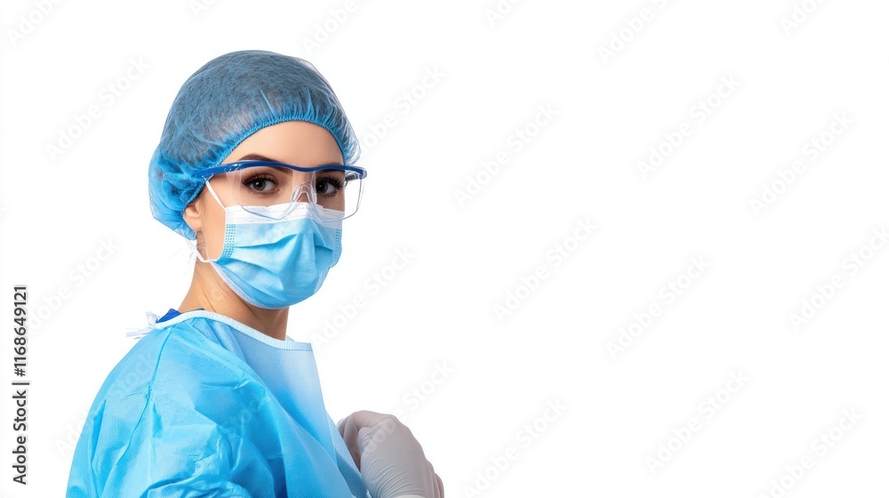 Medical professional in protective gear, ready for action. Medical professional in protective gear, ready for action.