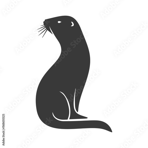 Black silhouette vector illustration of an otter