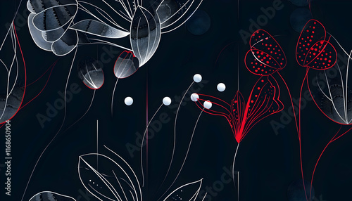 Abstract Floral Illustration Dark Background