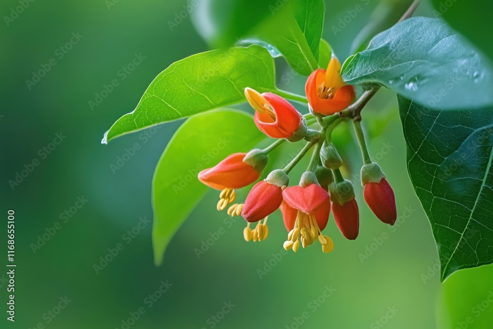 Vibrant Orange Red Flower Cluster Against Lush Green Background Nature Beauty Vibrant Orange Red Flower Cluster Against Lush Green Background Nature Beauty