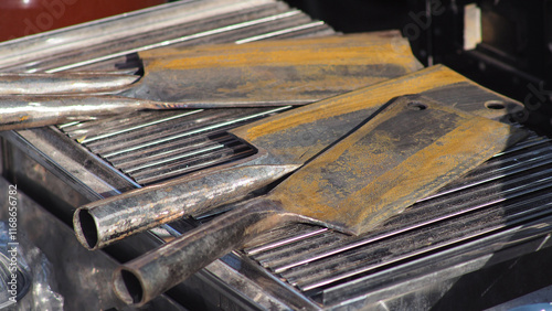 Metal logging axe sold on the street photo