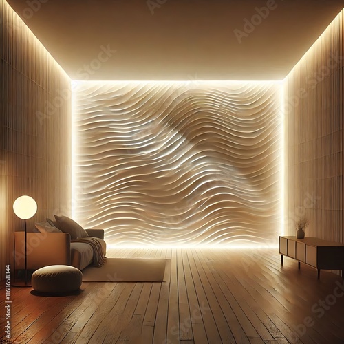 Soft Ambient Wall Lighting with Breathable Glow Controlled by Emissive Map for Modern Interiors	 photo