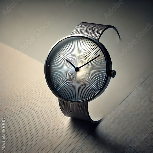 Minimalist Watch with Light Pattern Time Display and Precise Fresnel Effects for Modern Aesthetic	