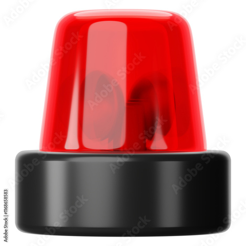 Red siren light png 3D element, transparent background
