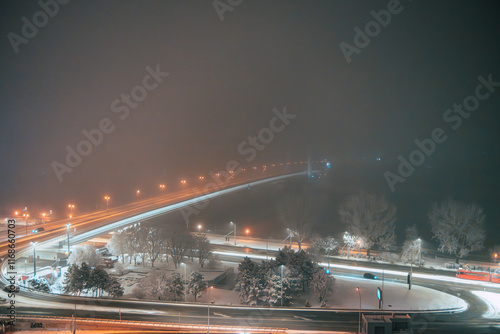 Photography Bratislava, the capital city of Slovakia covered in snow during Christmas and Ne