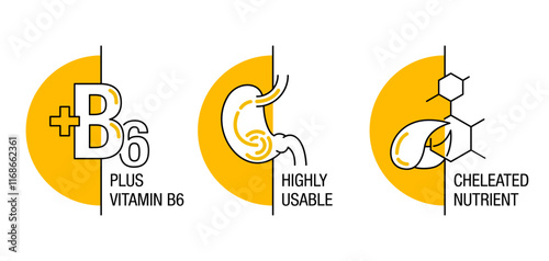 Magnesium supplement monochrome decorative emblems set