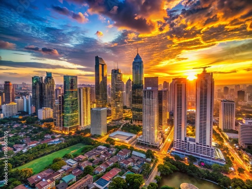 Wallpaper Mural BGC Skyline at Golden Hour: Drone View of Manila's Modern Cityscape Torontodigital.ca