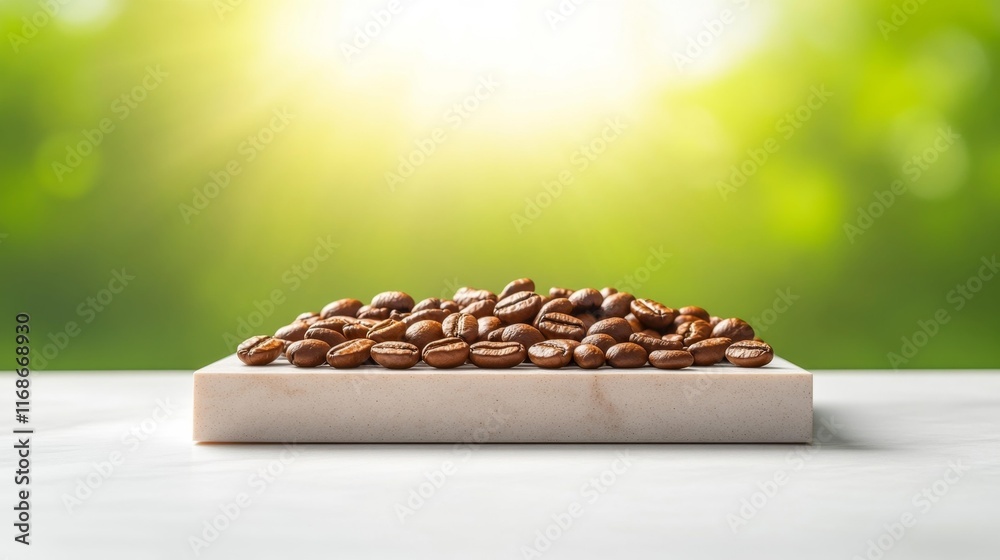 Coffee Bean Packaging on Marble Slab. Generative AI Coffee Bean Packaging on Marble Slab. Generative AI