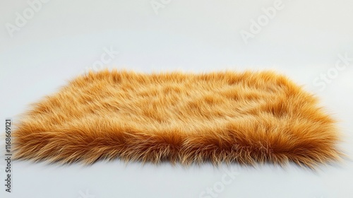 Luxurious fur rug with a fluffy texture, isolated on white for cozy, stylish interiors photo