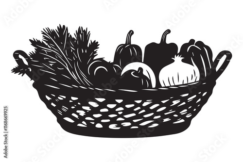 Fruits And Vegetables Silhouette Vector illustration