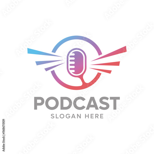 Creative podcast logo design vector