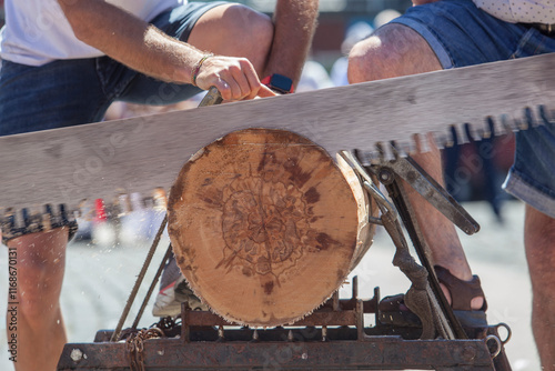 Sawing or trontza, traditional navarrese and basque country sport