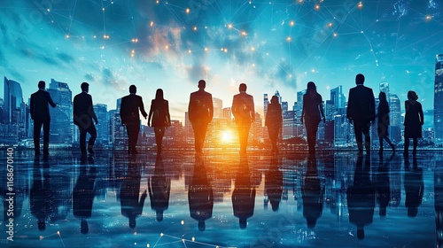 Business professionals collaborating remotely, empowered by AI-driven productivity tools for strategic planning, improving team synergy, decision-making, and business outcomes. 