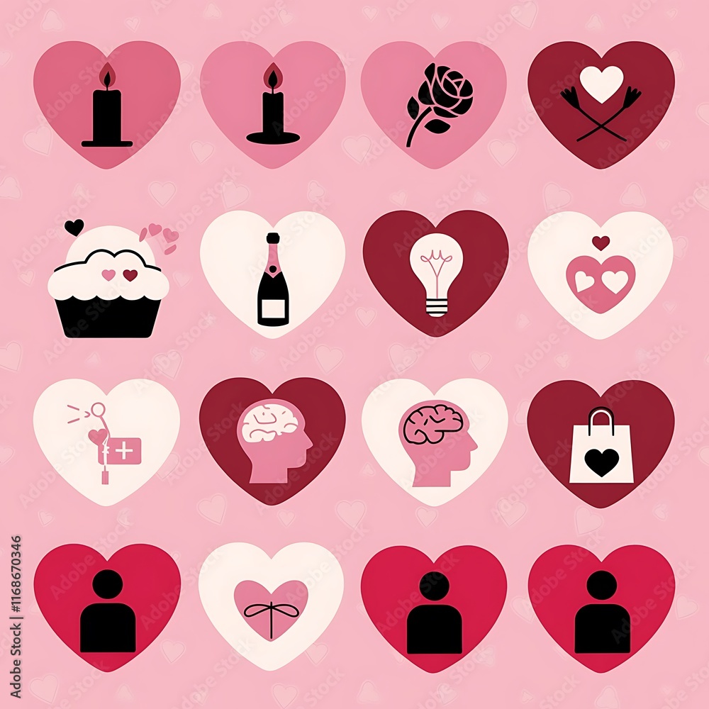Valentines love icons for mobile applications Valentines love icons for mobile applications