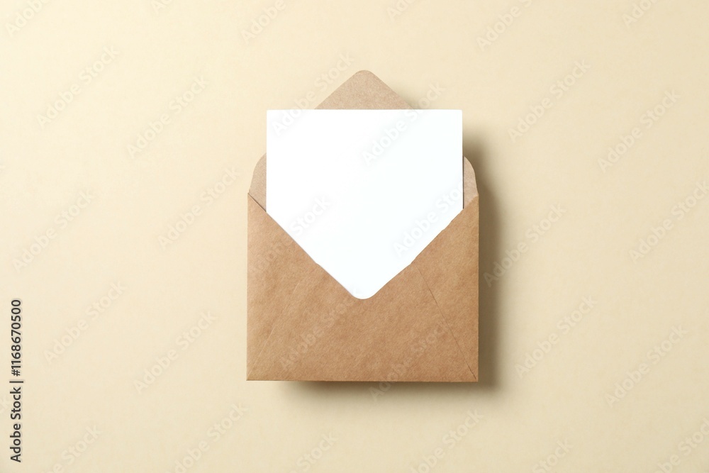 Paper card with envelope on color background Paper card with envelope on color background