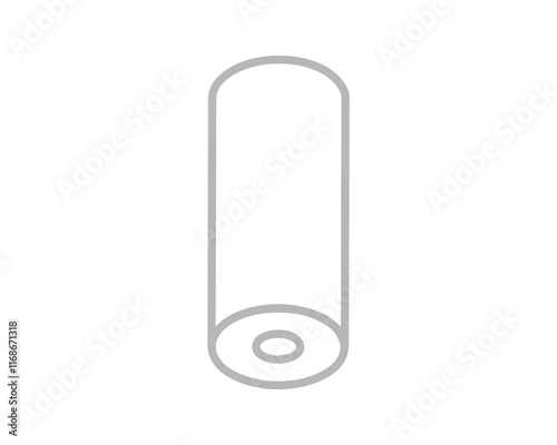 Clean, minimalist line art illustration of a cylinder. Perfect for industrial design, engineering, technology, or manufacturing projects.