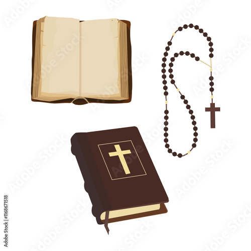 Book with rosary beads