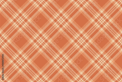 Vogue tartan fabric seamless, cotton plaid textile texture. Anniversary background vector check pattern in orange and light colors.