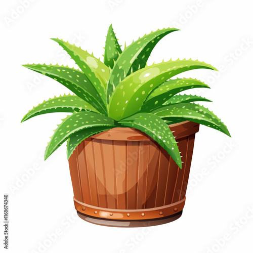 Aloe Vera Plant in Pot vector illustration (1)
