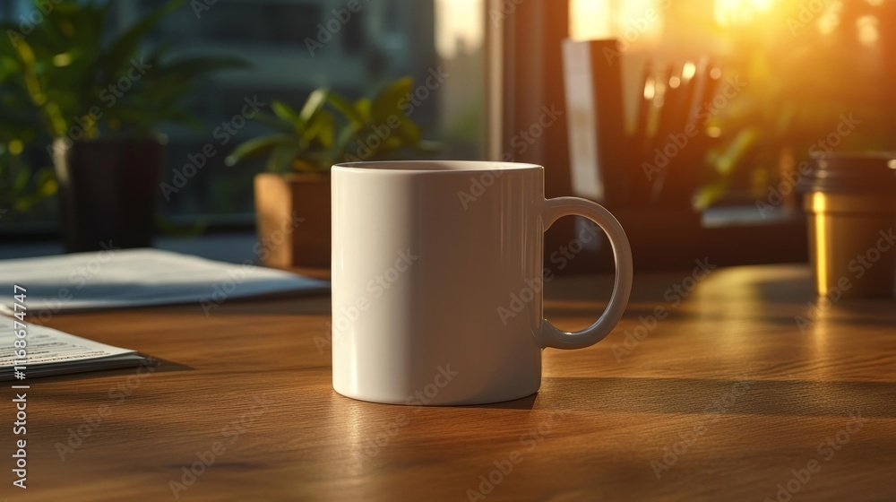 Obraz premium Mockup Mug on Desk with Training Resources. Generative AI