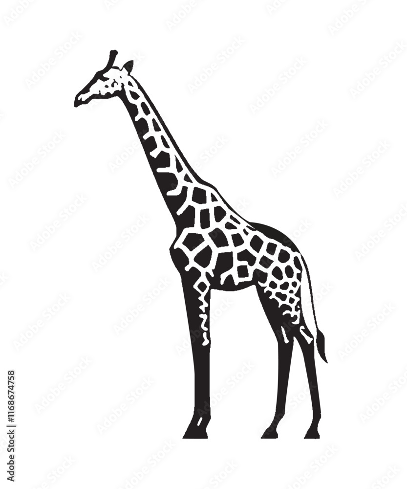Obraz premium Giraffe silhouette vector with white background