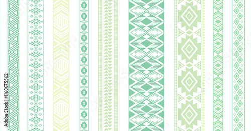 Embroidery ribbons vector collection. Fashion textile edge ornaments isolated. Sewn ribbon edging. Slavic folk patterns. Cutout style bracelets. Delicate tapes. Craft elements.