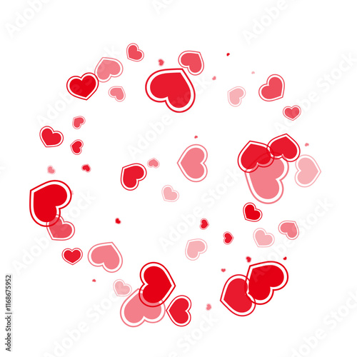 Random red hearts flying vector illustration. Elegant wedding decor design. F...