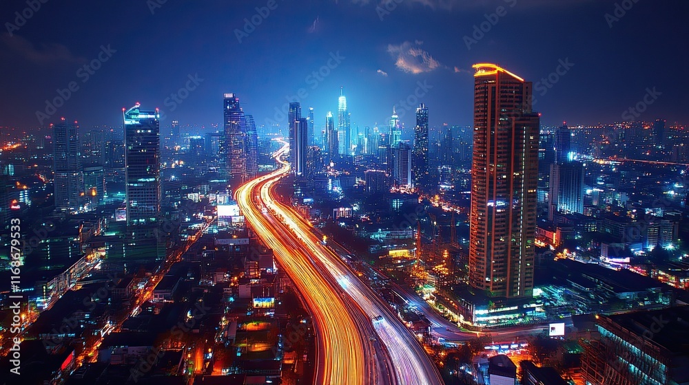 Naklejka premium Cloud-based infrastructure enabling real-time data collection and analysis for city planning.