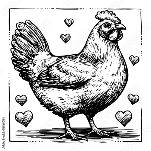 hen with hearts, love vector heart bird nature valentine's day celebration photo